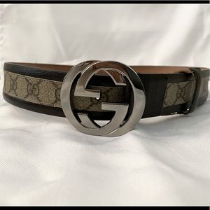 Gucci Monogram Belt Brown